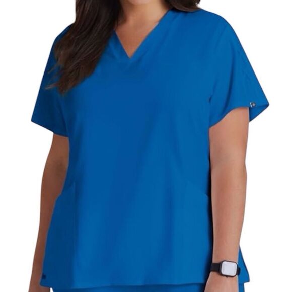Grey’s Anatomy Uniform Top Royal Blue 3 Pocket V-Neck Laced New Size 3XL - Picture 1 of 13